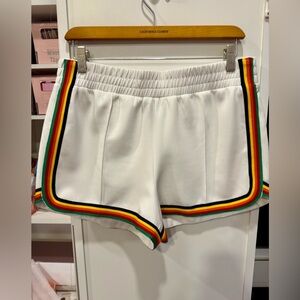 Pam & Gela White Dolphin Shorts w/ Rainbow Stripes